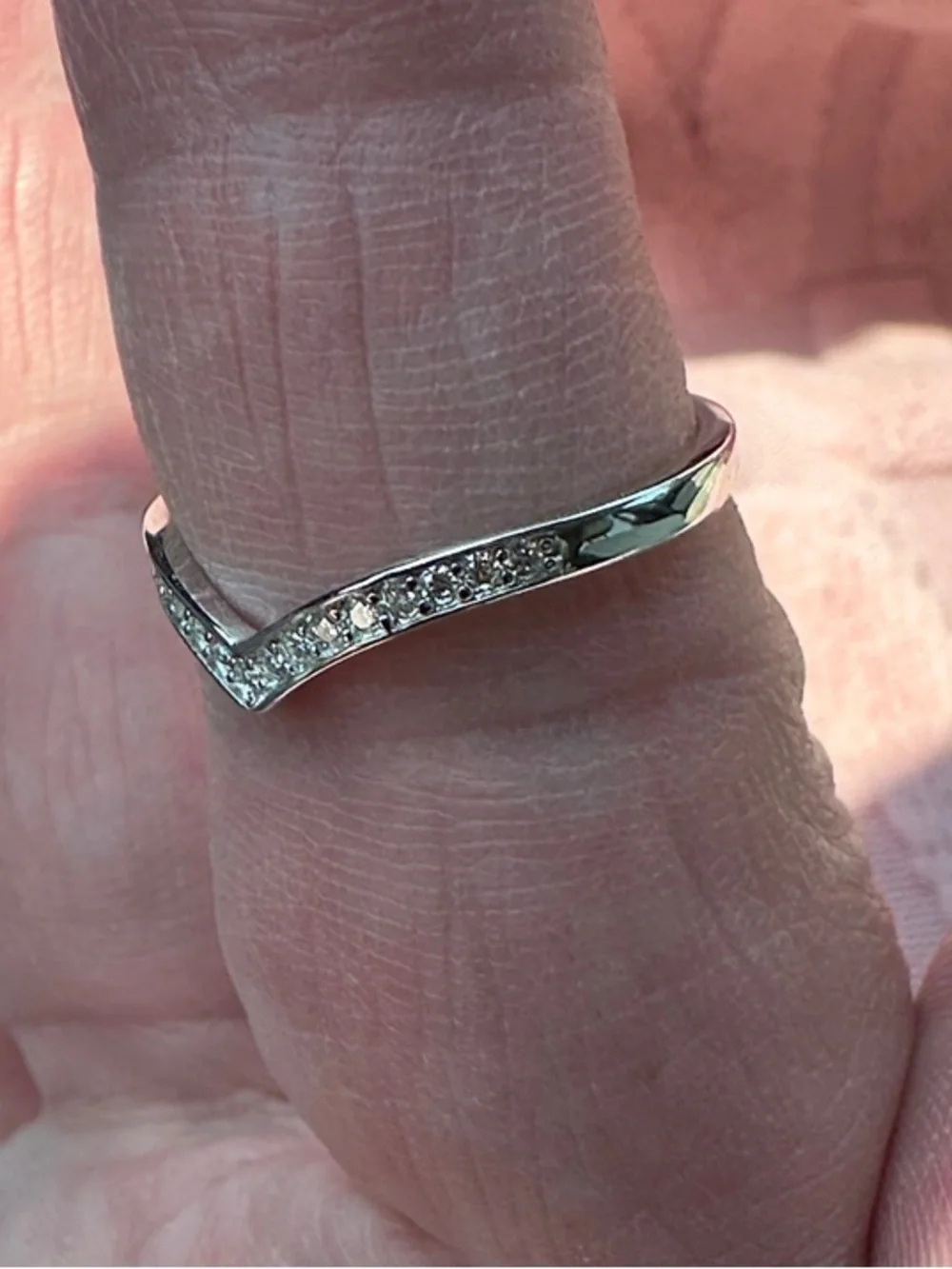 NWT S925 Sterling Silver V-Shape Chevron Wedding Ring size 7